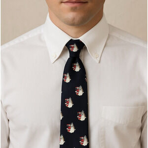 VTG John Henry Christmas Silk Tie Dancing Santa & Mrs Claus Novelty Holiday USA